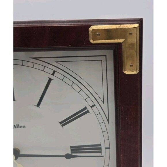 Ethan Allen Wooden Clock Brass Accents Roman Numerals Quartz Made In USA - Picture 6 of 16